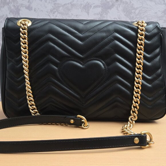 GUCCI GG Marmont Medium Matelasse Shoulder Bag Black - Picture 8 of 16